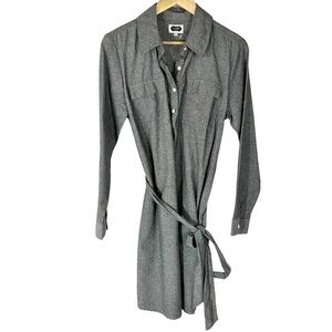 Mudpie Grey Tie Waist Shirt Dress S Minimalist Classic